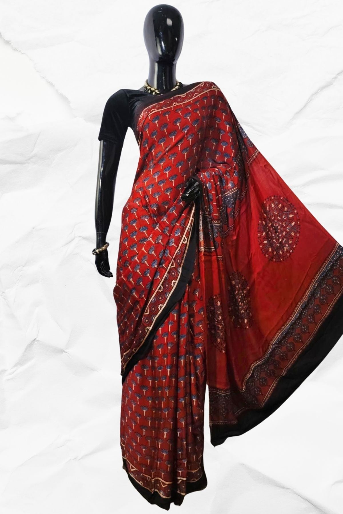 AJRAKH IN MODAL SILK (MD-AJ-SH-27)- BLOCK PRINTED