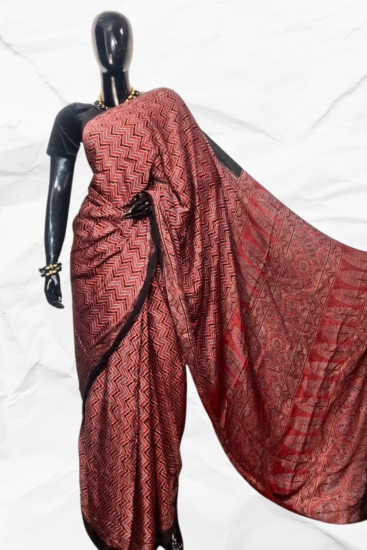 AJRAKH IN MODAL SILK (MD-AJ-SH-35) - BLOCK PRINTED