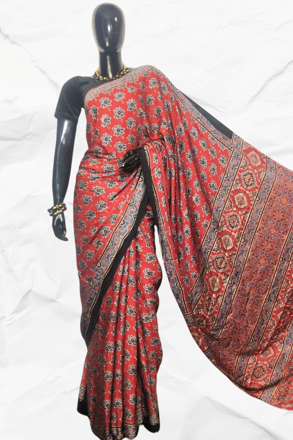 AJRAKH IN MODAL SILK (MD-AJ-SH-38) - BLOCK PRINTED