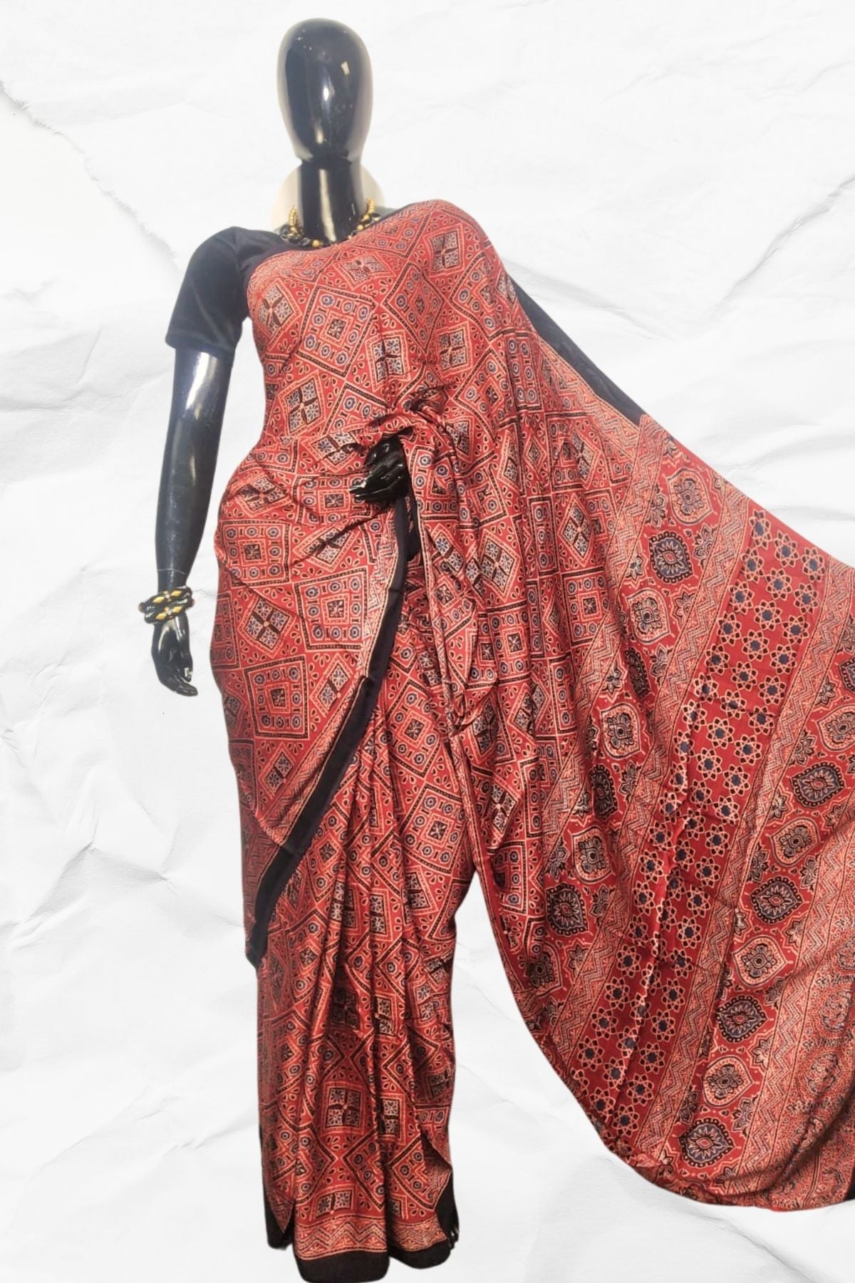 AJRAKH IN MODAL SILK (MD-AJ-SH-40) - BLOCK PRINTED