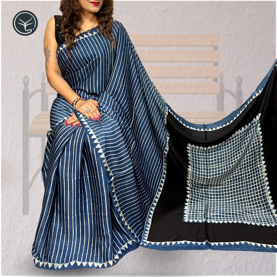 AJRAKH IN MODAL SILK - BLOCK PRINTED (VSK-03)