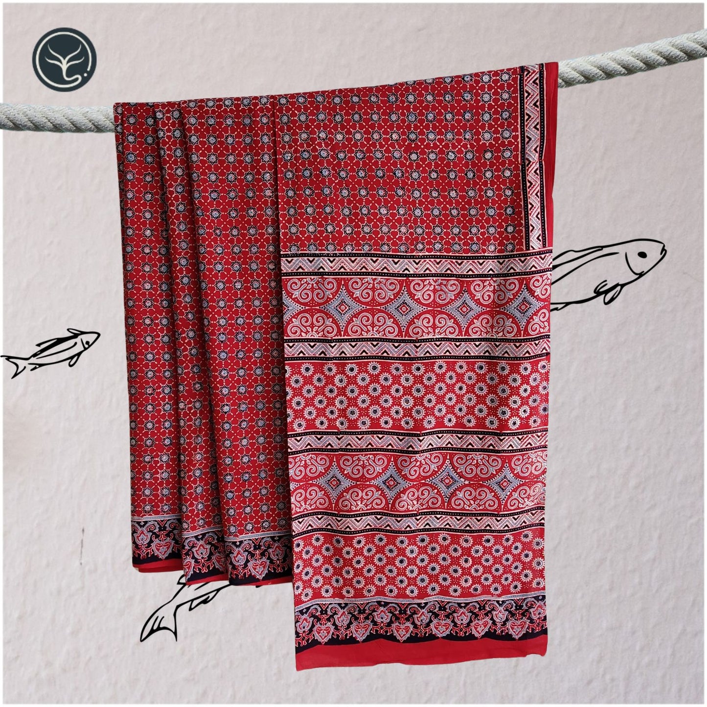 AJRAKH IN PURE COTTON (CT-AJ-BC-07) - BLOCK PRINTED