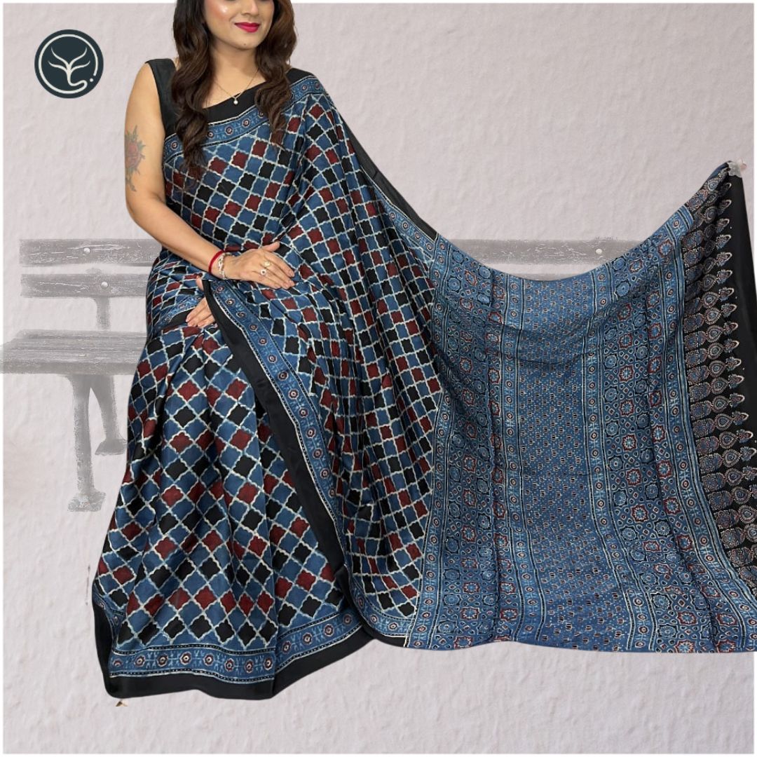 AJRAKH IN MODAL SILK (MD-AJ-KD-93) - BLOCK PRINTED