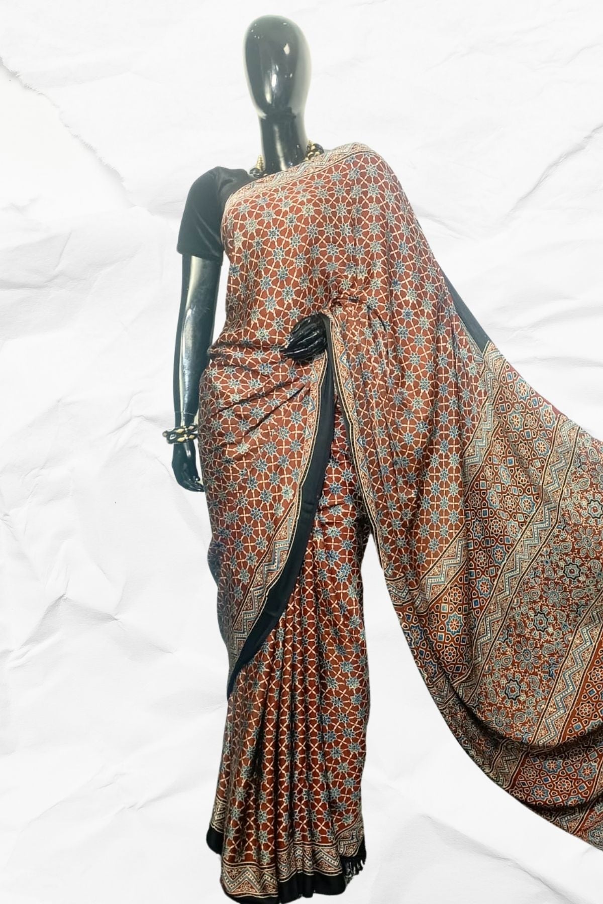 AJRAKH IN MODAL SILK (MD-AJ-KD-63M) - BLOCK PRINTED