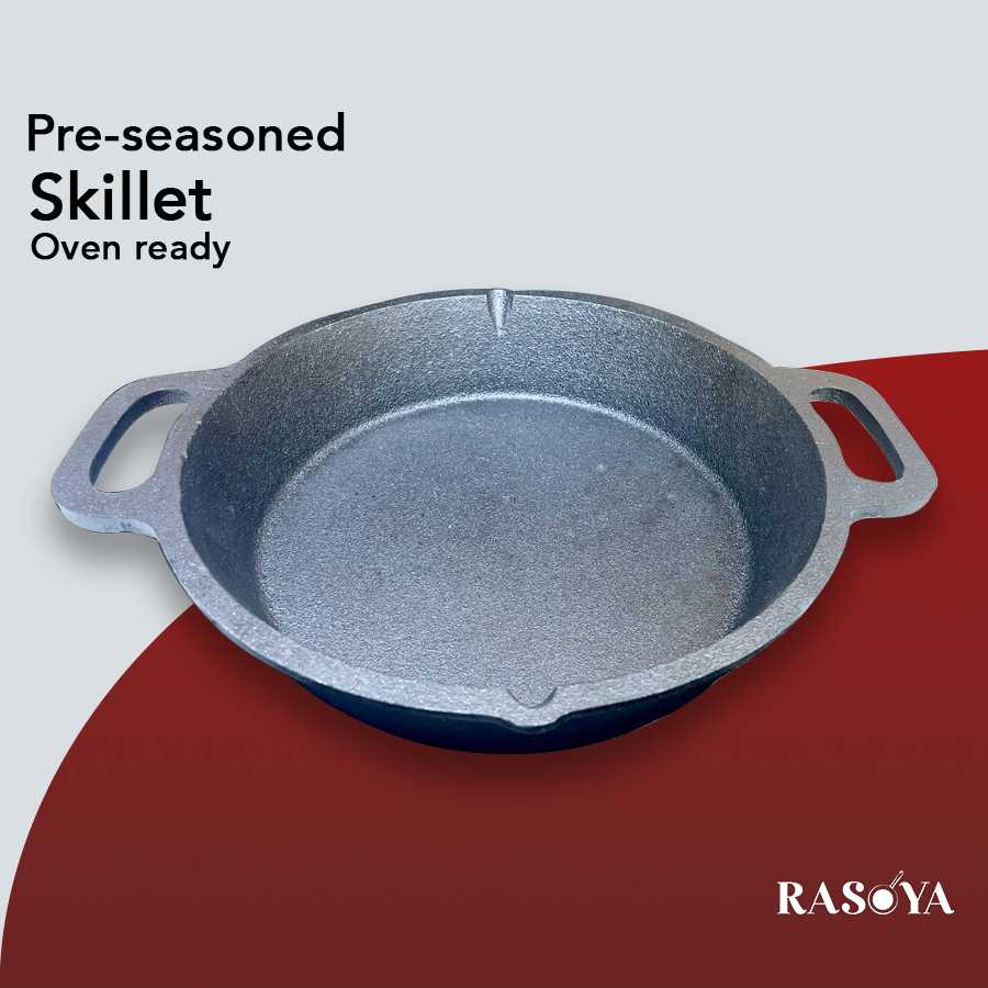 10 Inch double handle cast iron skillet