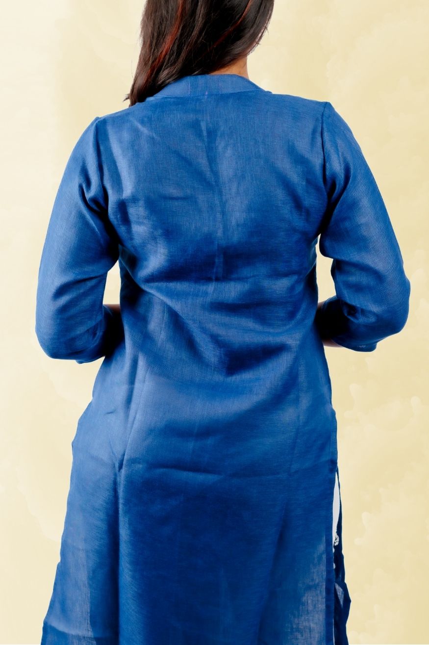 Cotton Kurta with Linen feel - Royal Blue