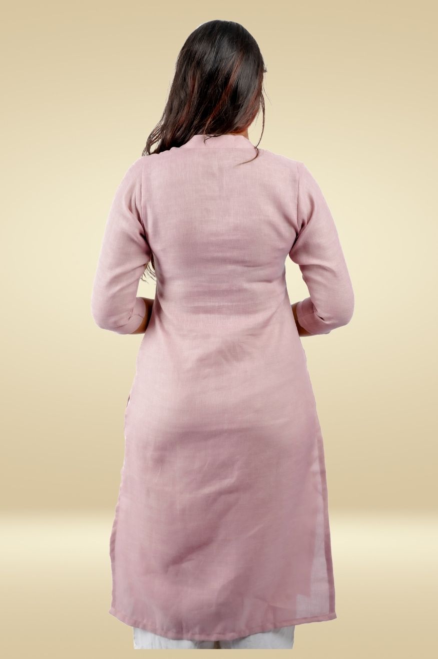 Cotton Kurta with Linen feel - Mauve Pink