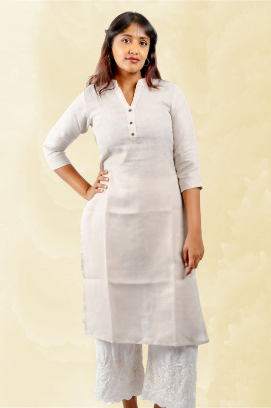 Cotton Kurta with Linen feel - Warm Beige