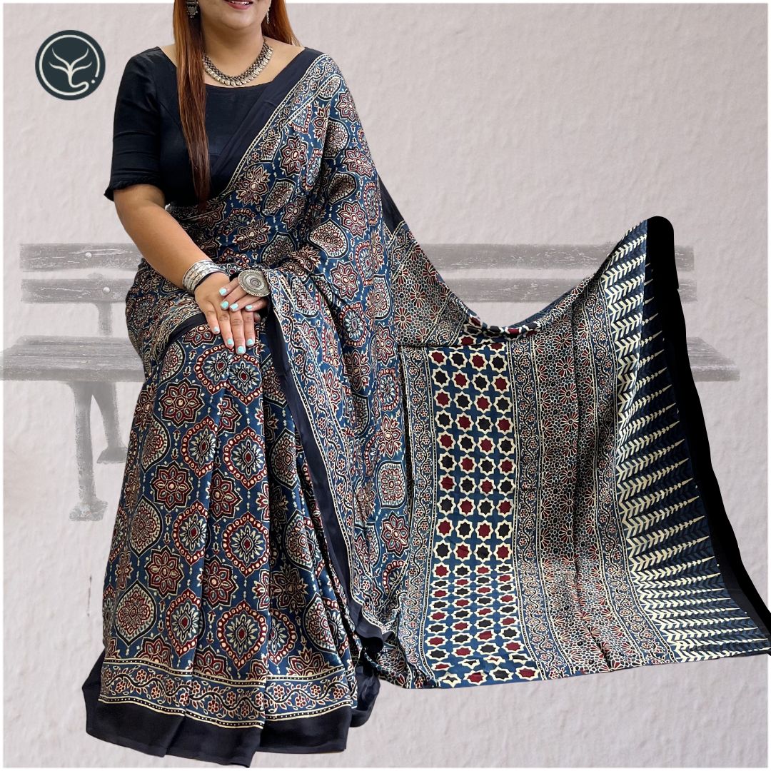 AJRAKH IN MODAL SILK (MD-AJ-SH-15)- BLOCK PRINTED