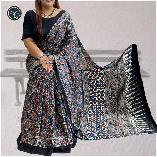 AJRAKH IN MODAL SILK (MD-AJ-SH-15)- BLOCK PRINTED
