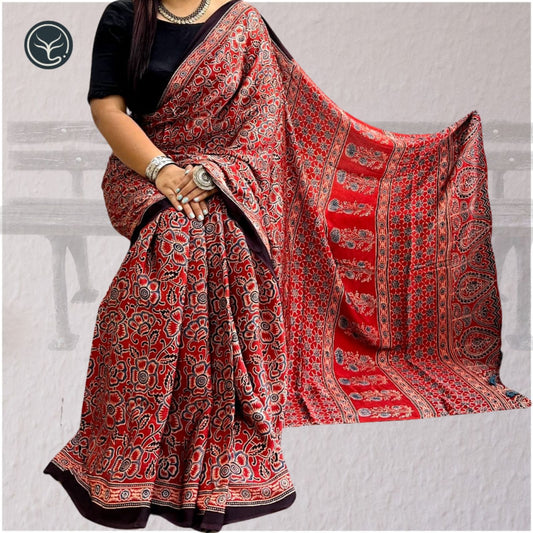 AJRAKH IN MODAL SILK (MD-AJ-SH-02) - BLOCK PRINTED