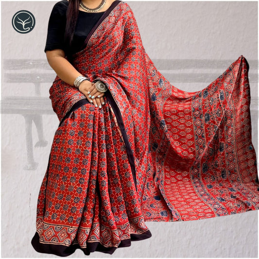 AJRAKH IN MODAL SILK (MD-AJ-SH-04) - BLOCK PRINTED