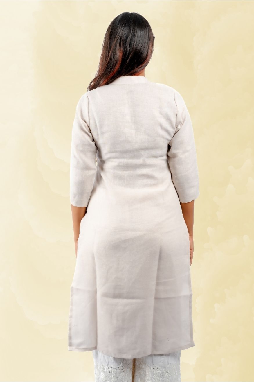 Cotton Kurta with Linen feel - Warm Beige