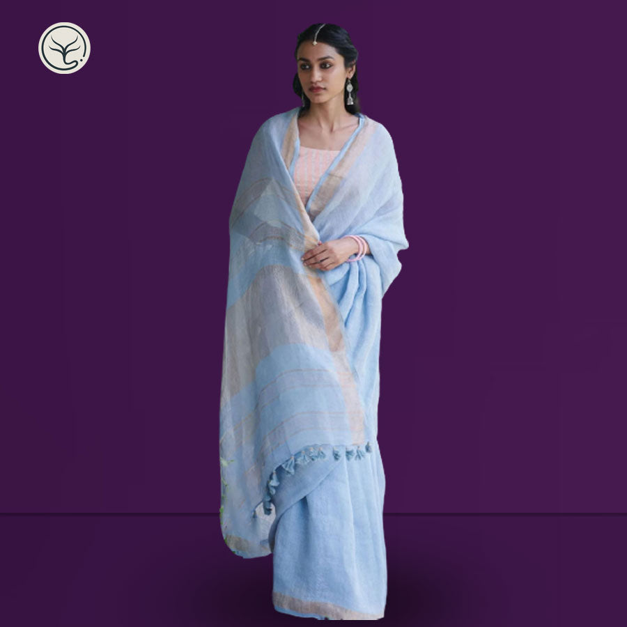 PURE LINEN ON LINEN SAREE