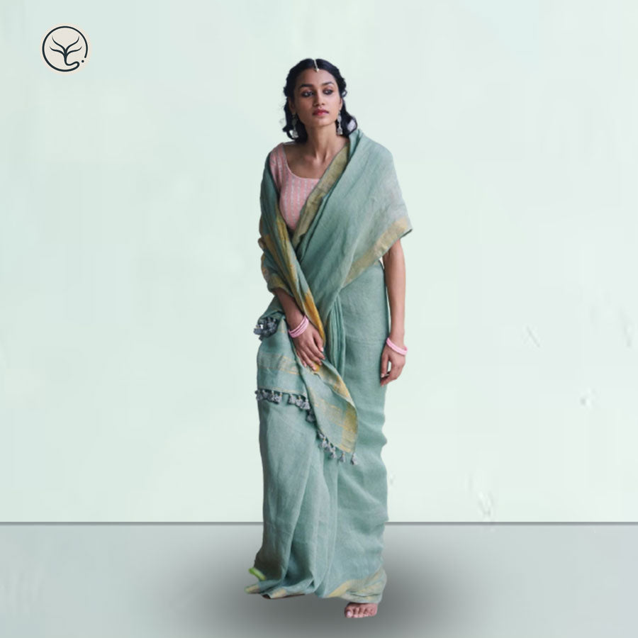 PURE LINEN ON LINEN SAREE