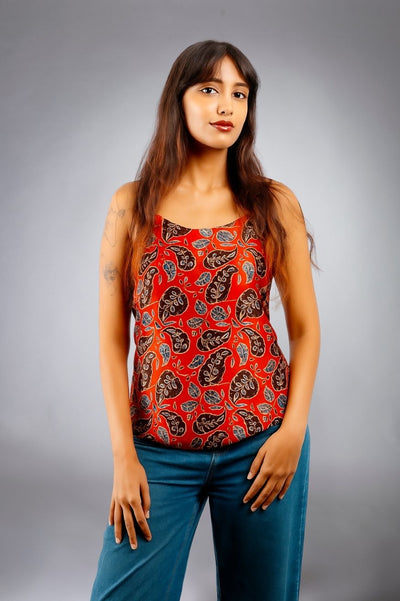 Ajrakh top - Red