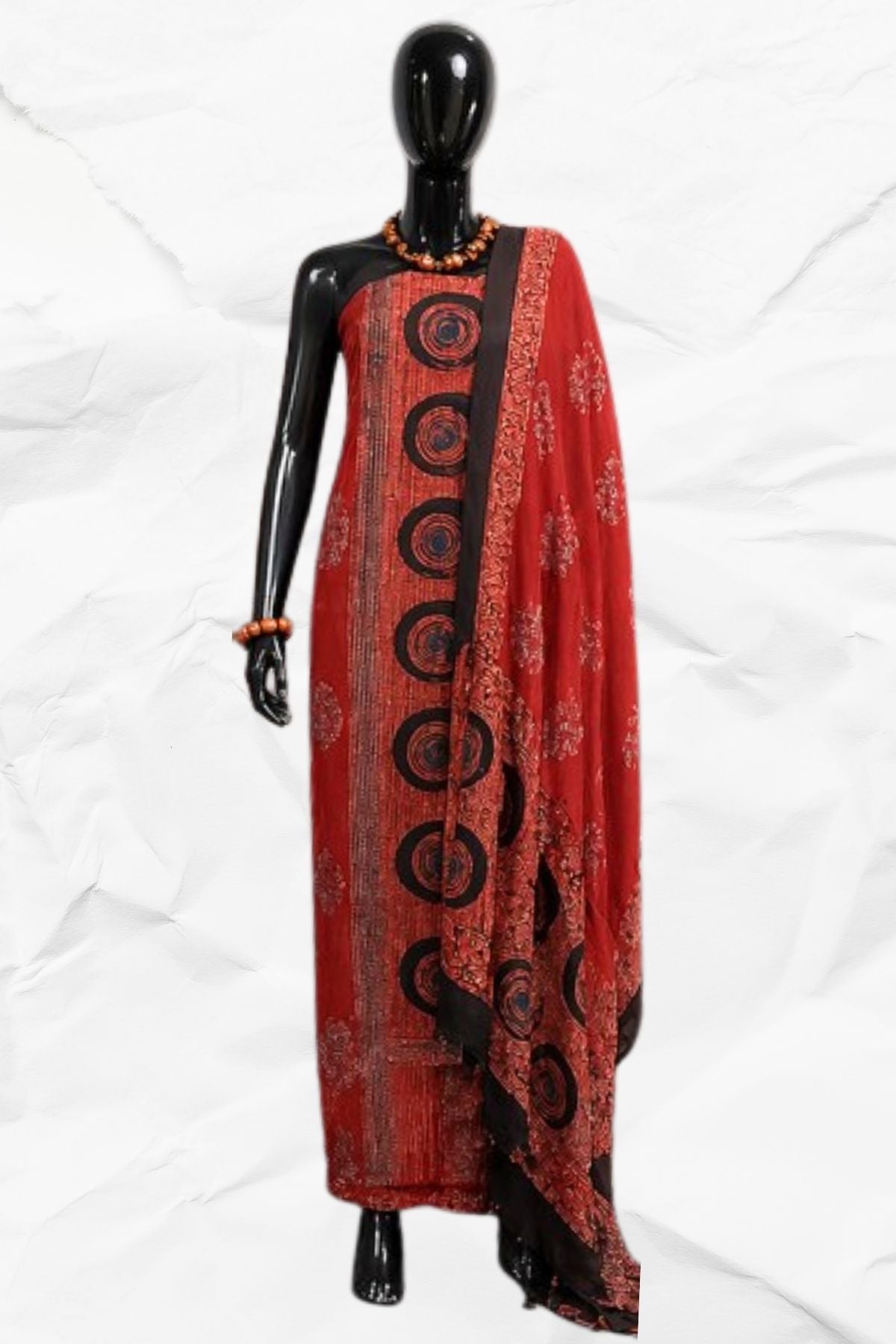2 Piece Suit Material with Ajrakh Print on Modal silk (02)