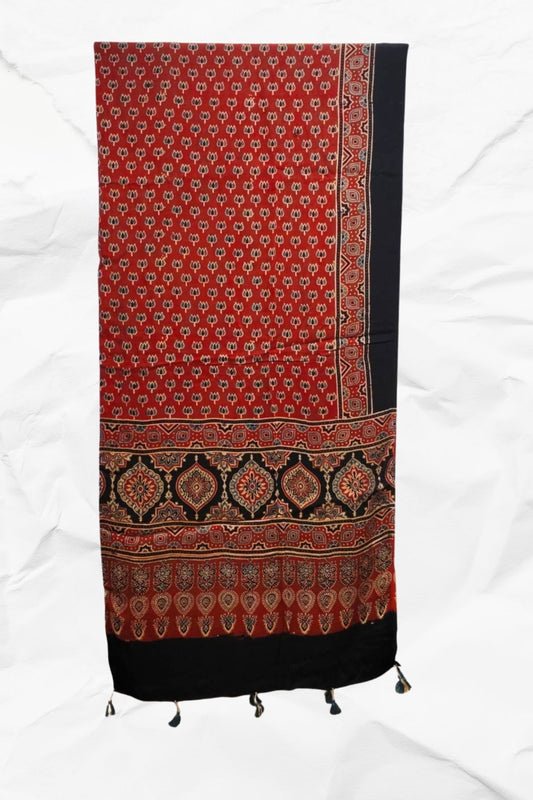 Dupatta with Ajrakh Print on Modal silk