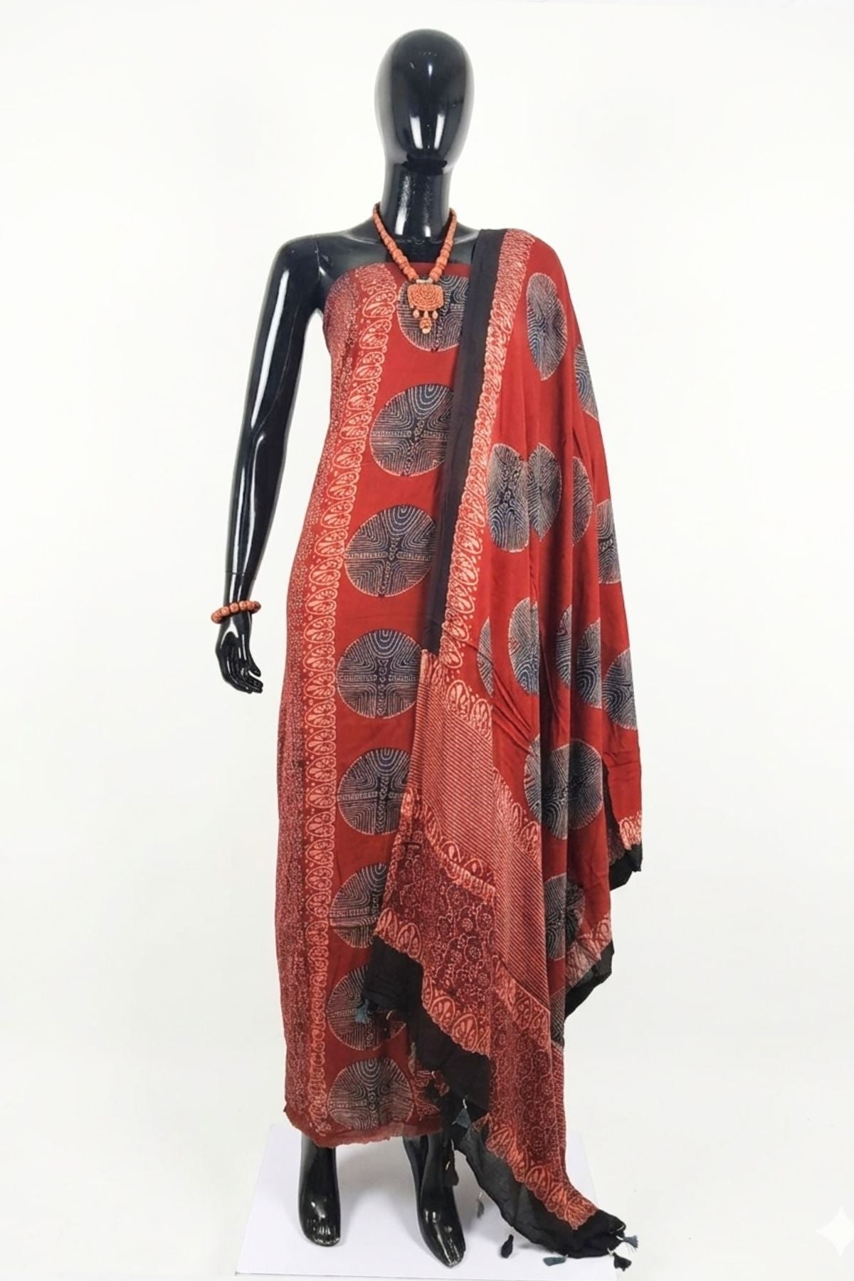 2 Piece Suit Material with Ajrakh Print on Modal silk (10)