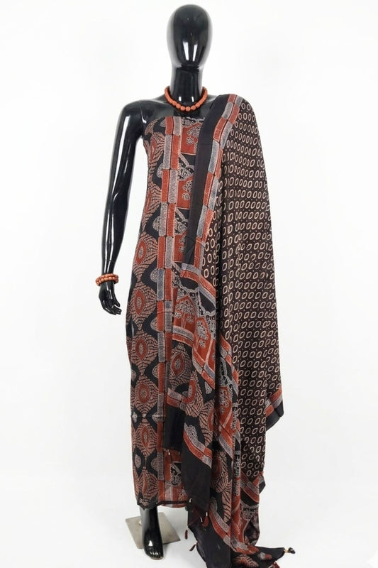 2 Piece Suit Material with Ajrakh Print on Modal silk (11)