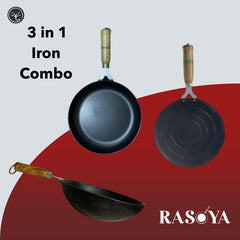 3 IN 1 SKILLET / TAWA / WOK IRON COMBO