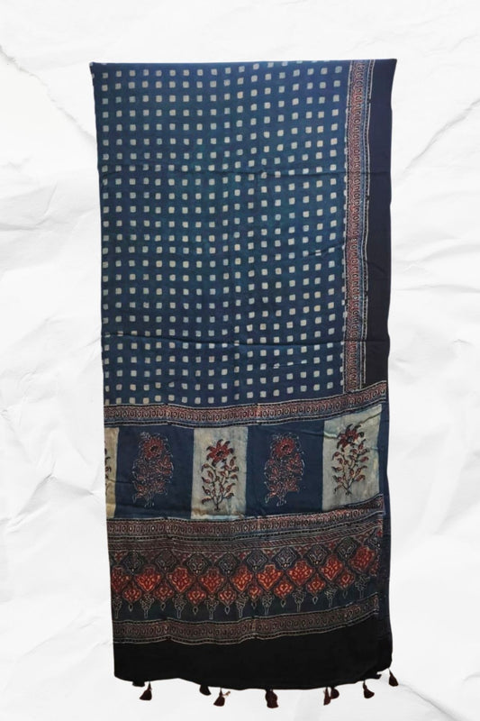 Dupatta with Ajrakh Print on Modal silk