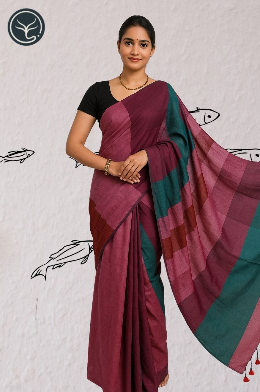 Cotton Pink, Green and Maroon