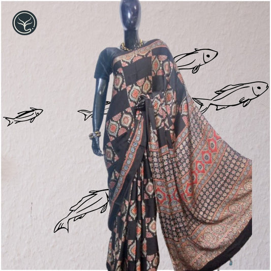 AJRAKH IN MODAL SILK - BLOCK PRINTED (AD-20)