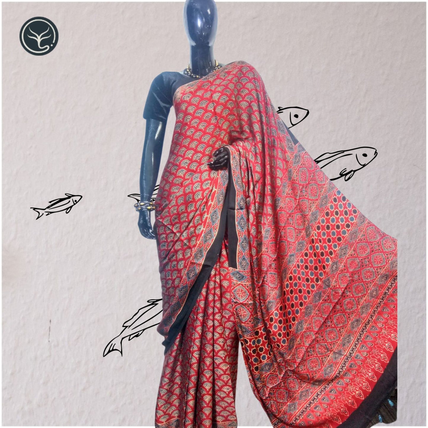 AJRAKH IN MODAL SILK - BLOCK PRINTED (AD-25)