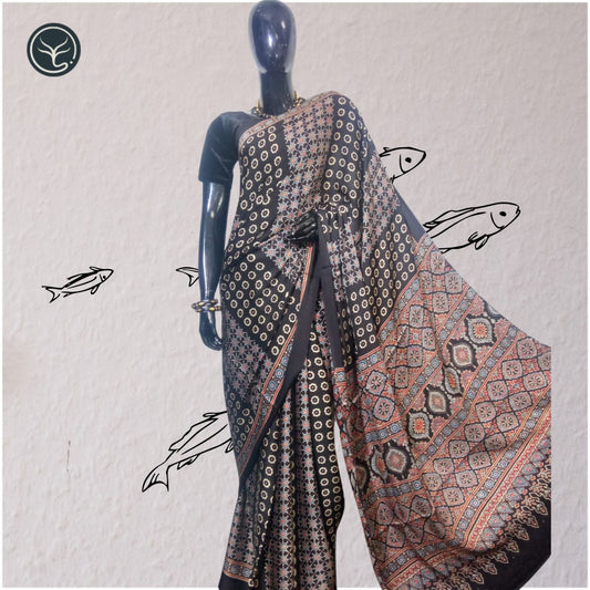 AJRAKH IN MODAL SILK - BLOCK PRINTED (AD-26)