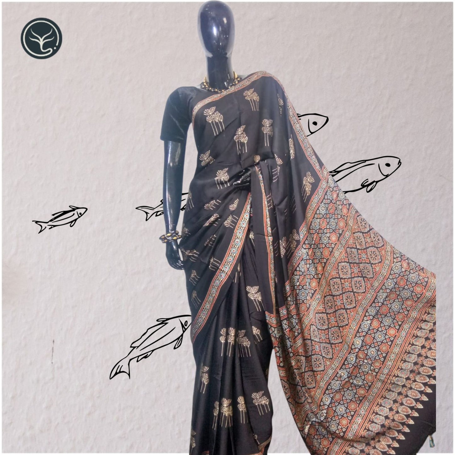 AJRAKH IN MODAL SILK - BLOCK PRINTED (AD-27)