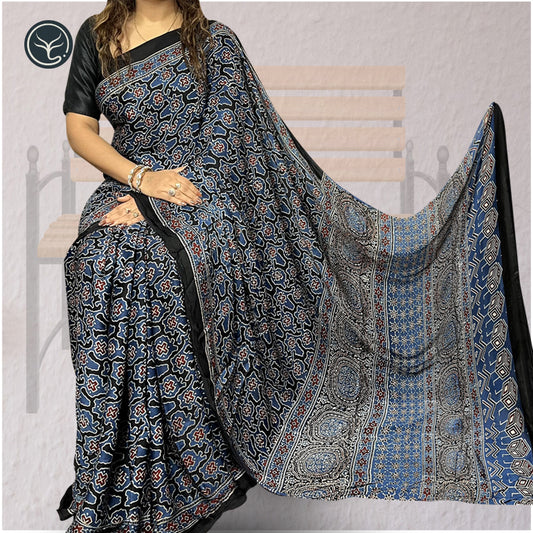 AJRAKH IN MODAL SILK (MD-AJ-FZ-99) - BLOCK PRINTED
