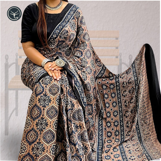 AJRAKH IN MODAL SILK (MD-AJ-KD-62) - BLOCK PRINTED