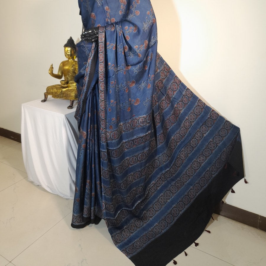 AJRAKH IN MODAL SILK - BLOCK PRINTED