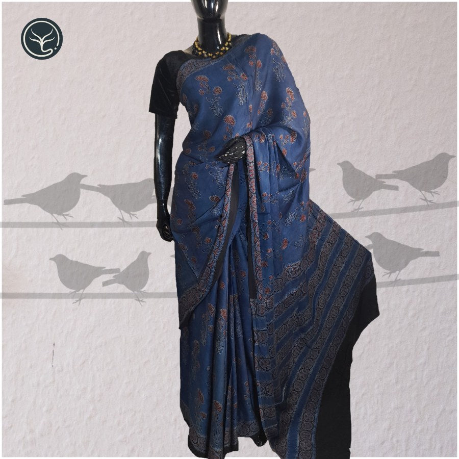 AJRAKH IN MODAL SILK - BLOCK PRINTED