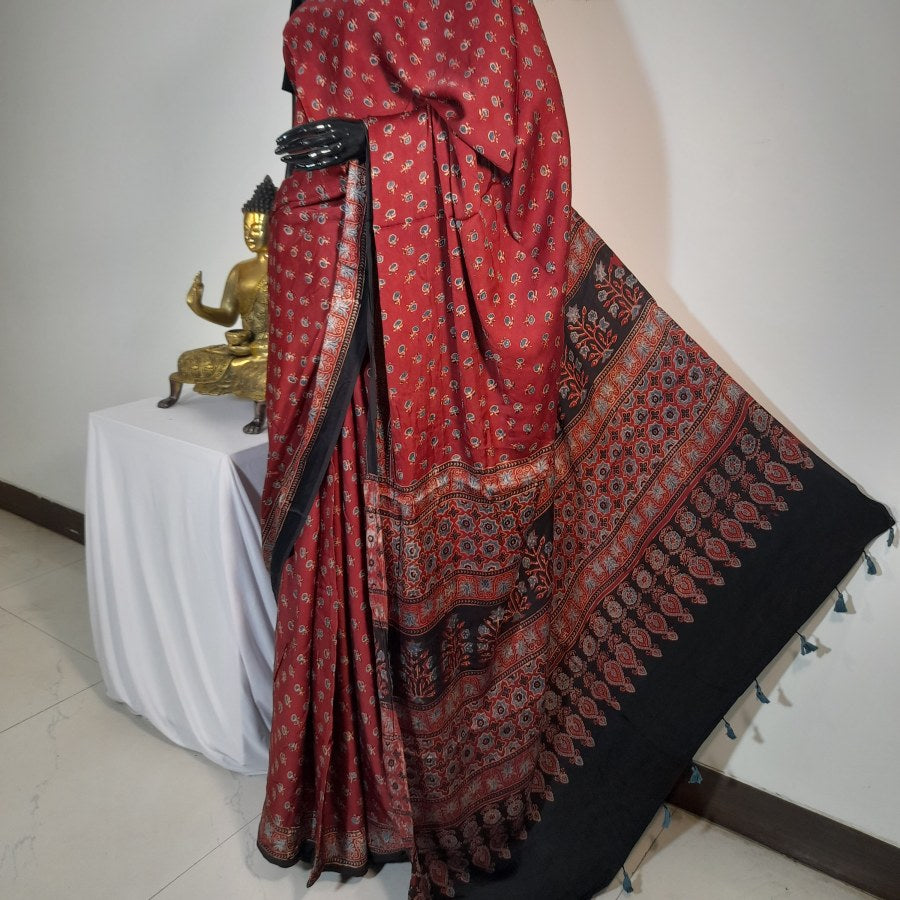 AJRAKH IN MODAL SILK - BLOCK PRINTED