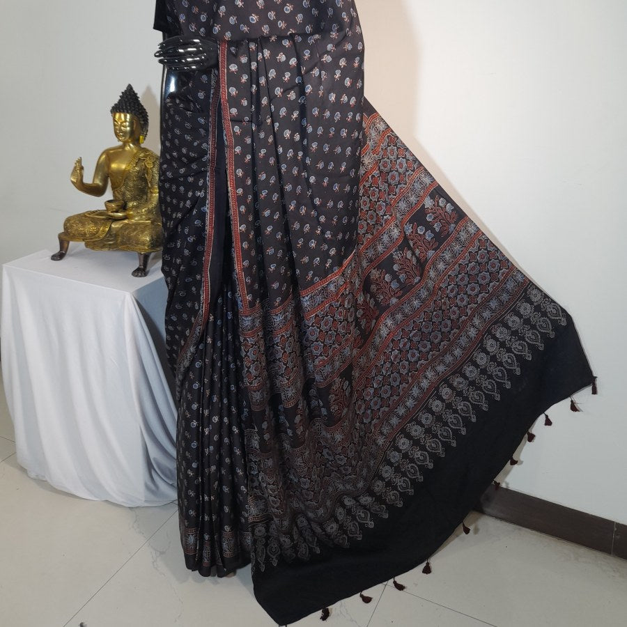 AJRAKH IN MODAL SILK - BLOCK PRINTED