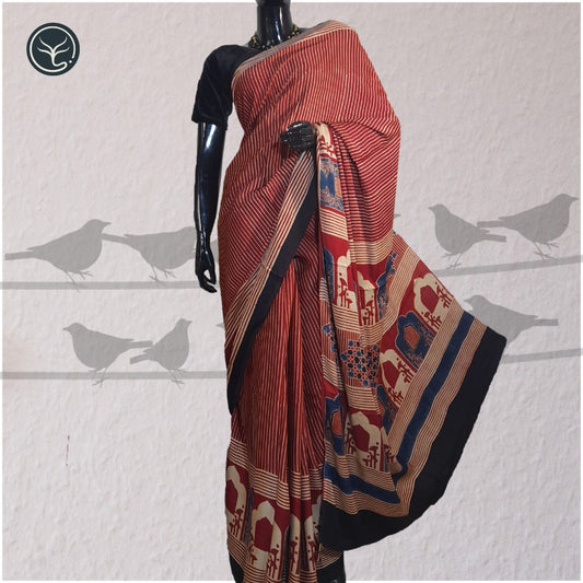 AJRAKH IN MODAL SILK - BLOCK PRINTED