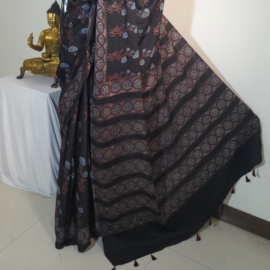 AJRAKH IN MODAL SILK - BLOCK PRINTED