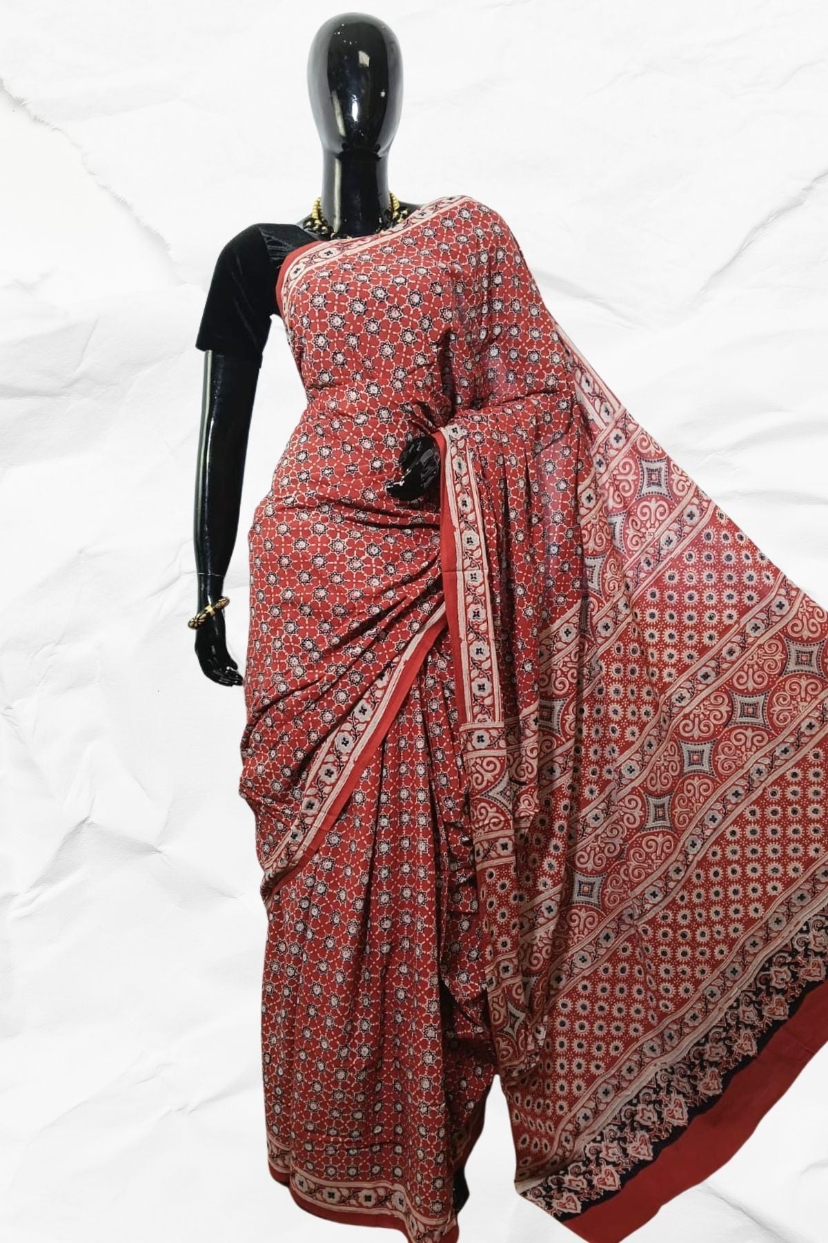 AJRAKH IN PURE COTTON (CT-AJ-BC-07) - BLOCK PRINTED