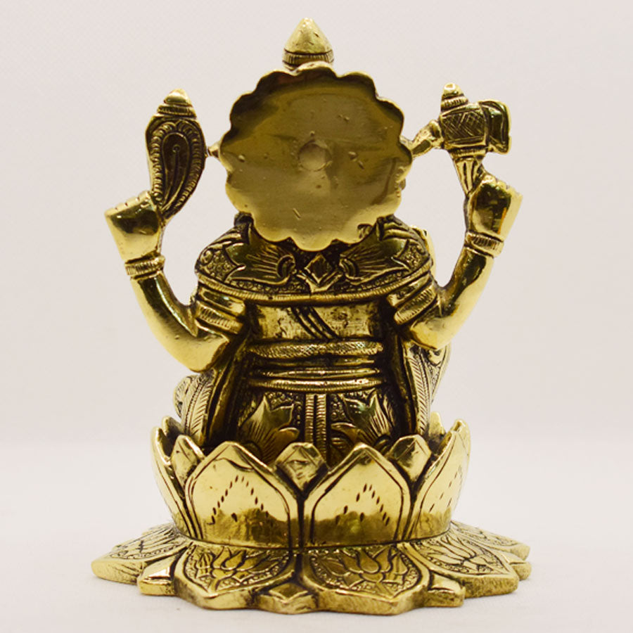 BRASS GANESHA ON LOTUS