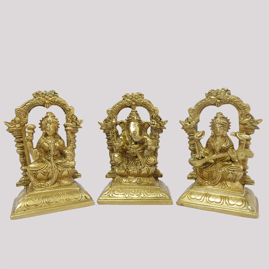 BRASS LAXMI GANESH SARASWATI ON MANDAP