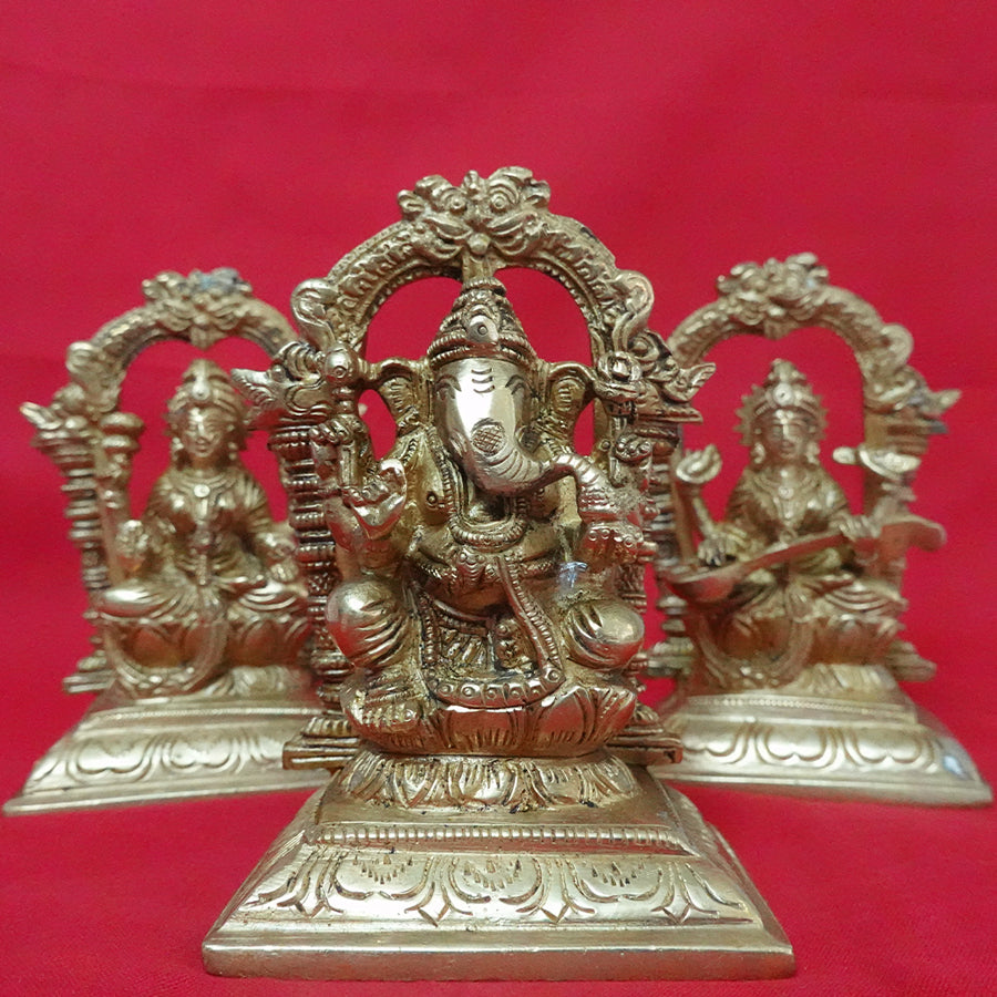 BRASS LAXMI GANESH SARASWATI ON MANDAP