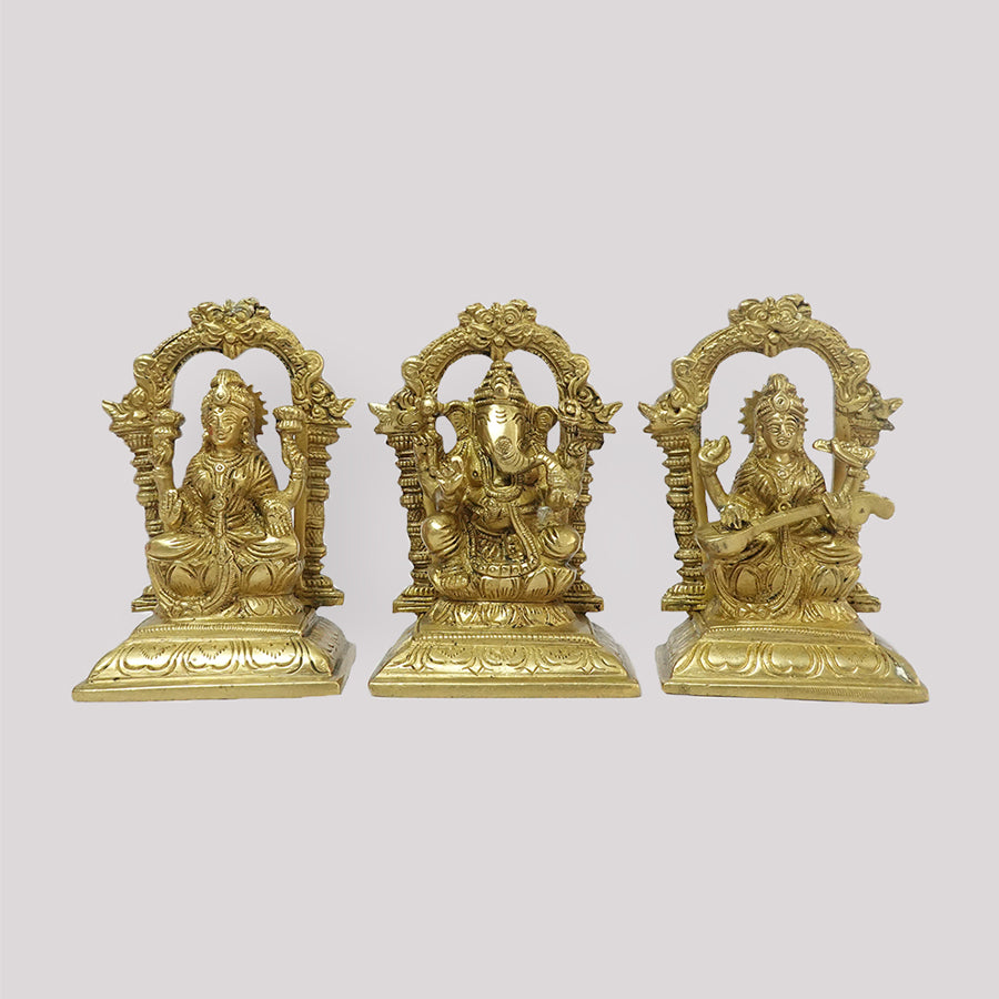 BRASS LAXMI GANESH SARASWATI ON MANDAP