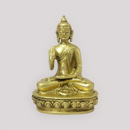 BRASS MEDITATING BUDDHA ON OVAL BASE