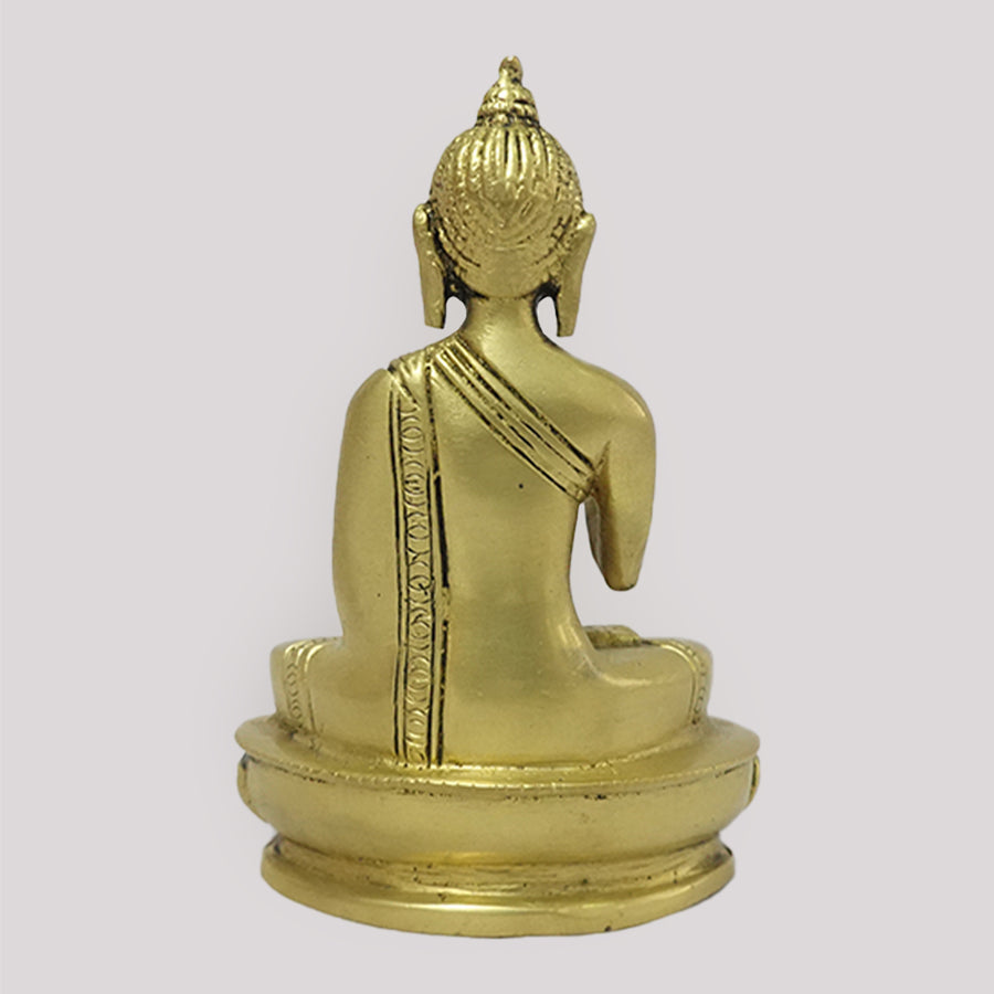 BRASS MEDITATING BUDDHA ON OVAL BASE