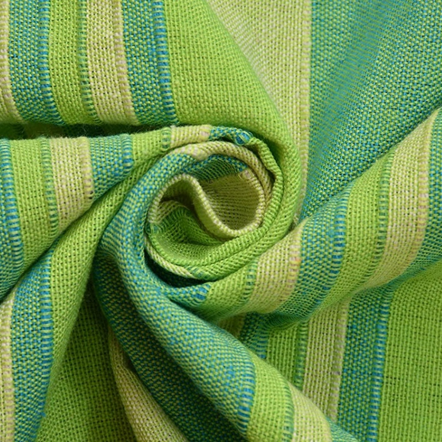 COTTON BEDSHEET WITH 2 NOS OF PILLOW COVERS - STRIPPED GREEN-YELLOW - KING SIZE