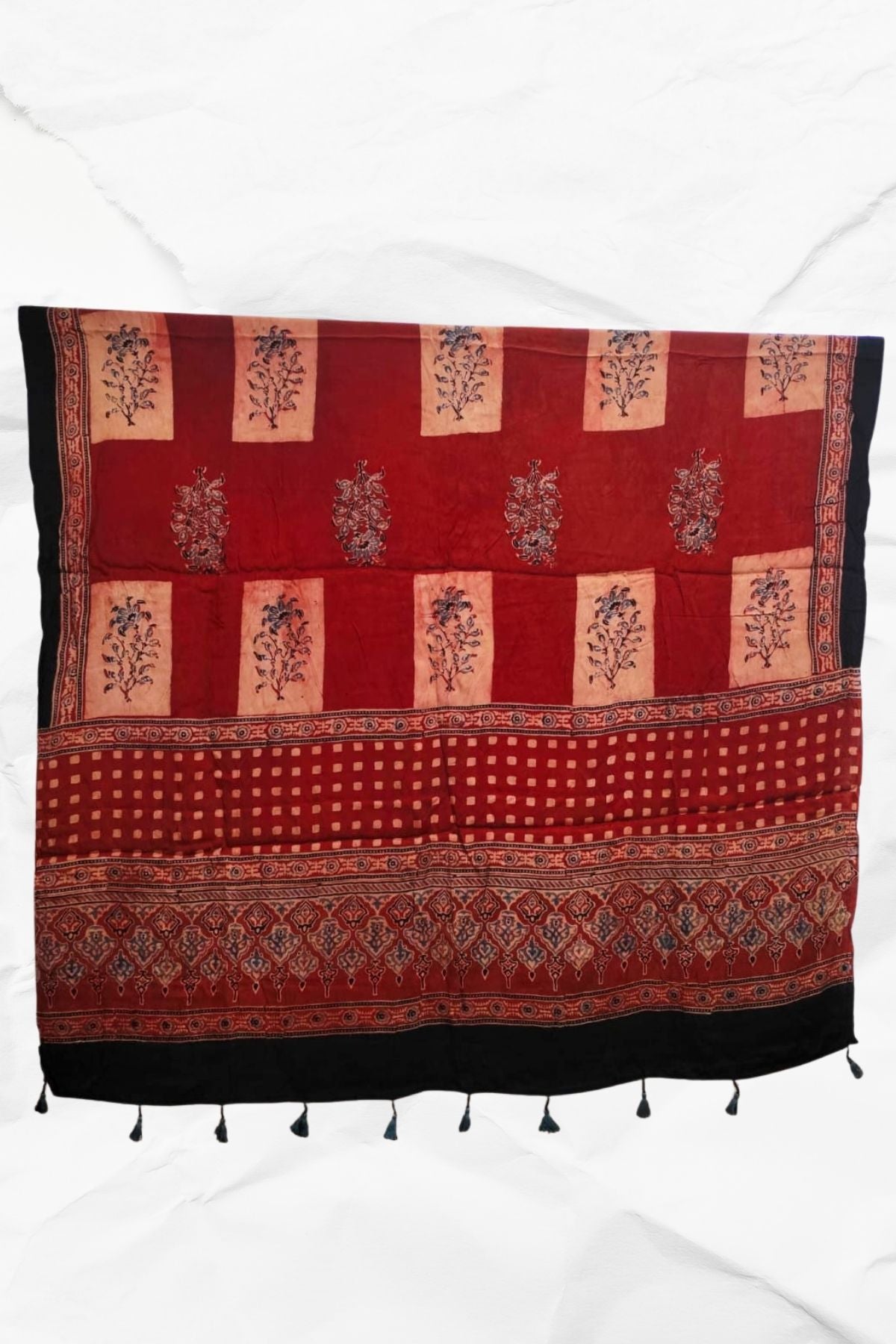 Dupatta with Ajrakh Print on Modal silk