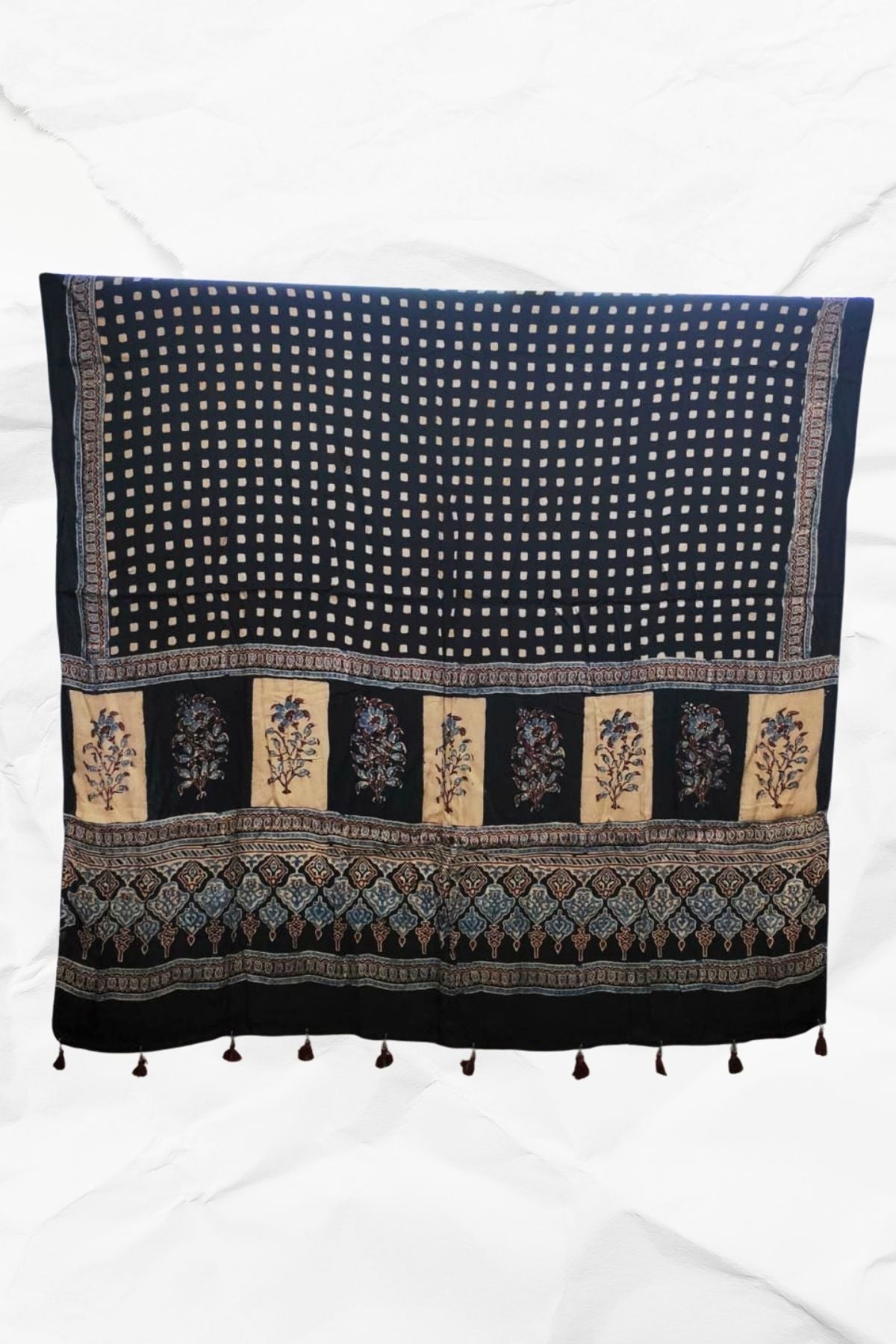 Dupatta with Ajrakh Print on Modal silk