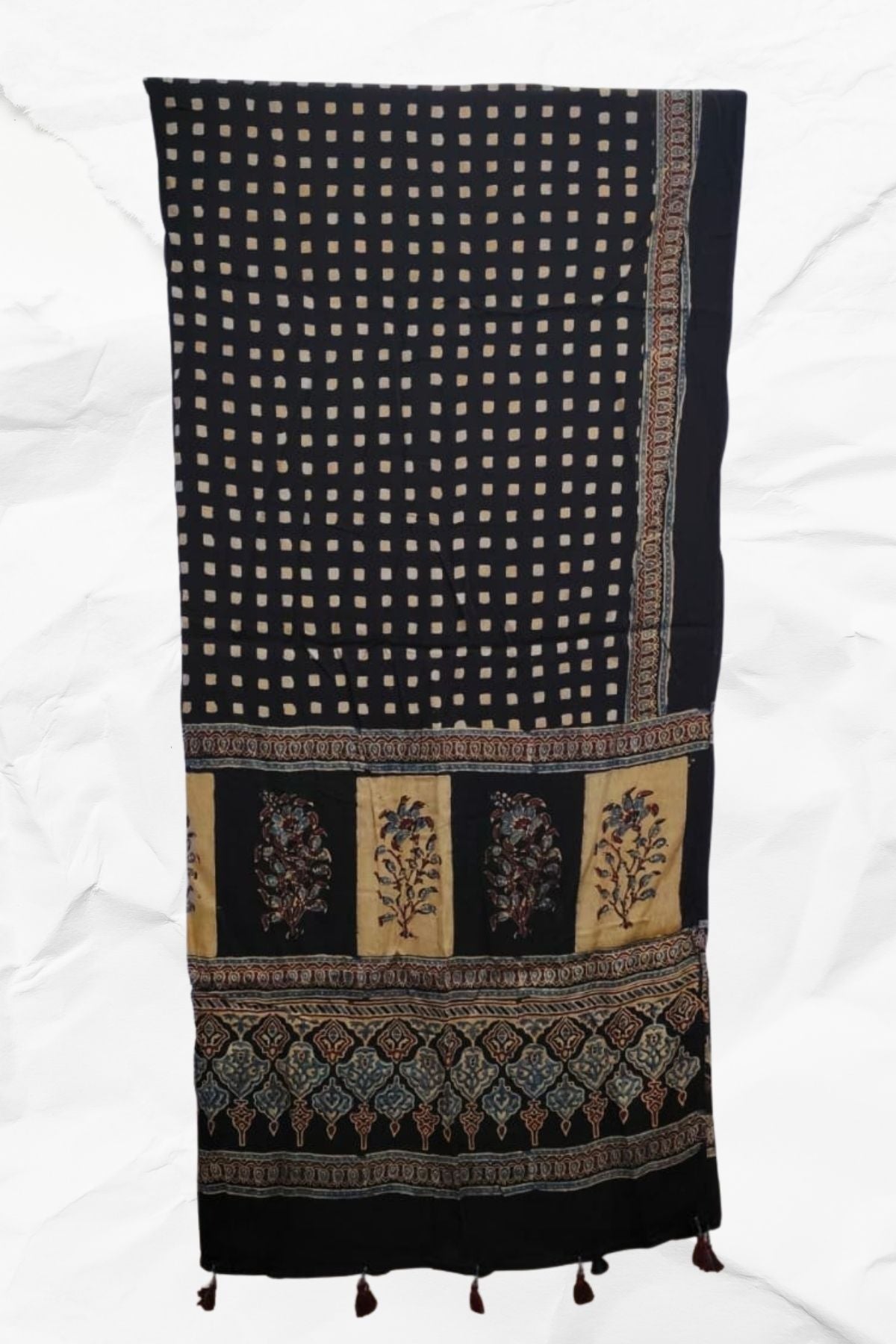 Dupatta with Ajrakh Print on Modal silk
